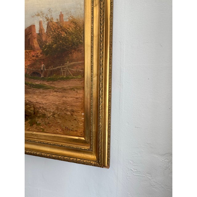Antique 19th Century British Oil Painting “The Ford, Varaley Woods” by H. Pope For Sale - Image 10 of 12