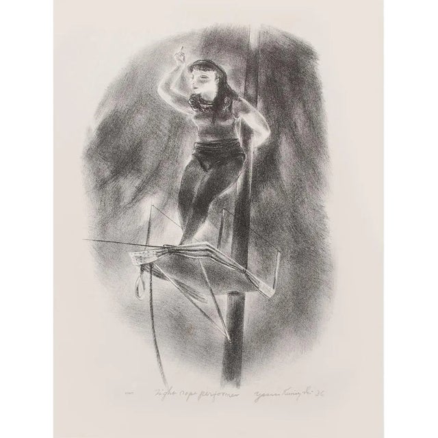1939 After Yasuo Kuniyoshi "Tightrope Performer", Original Period Lithograph For Sale