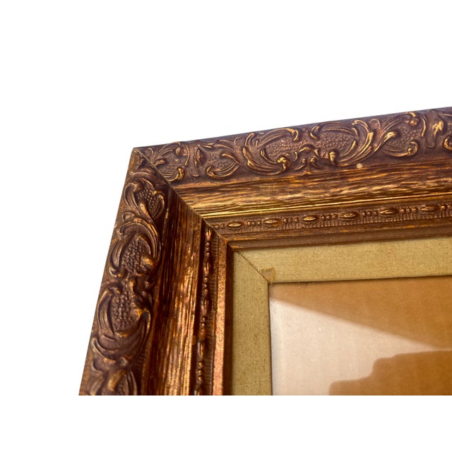 Vintage Bronze-Gilt Ornate Frame With Linen Liner & Glass For Sale - Image 13 of 15