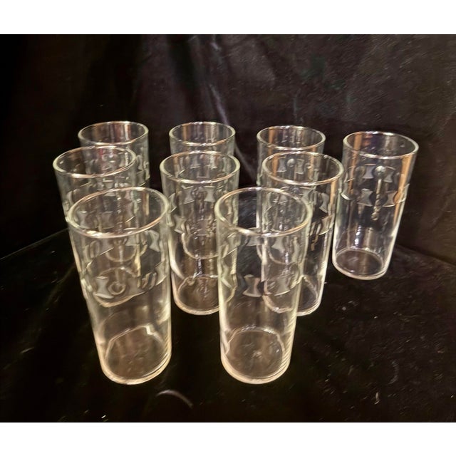 Vintage Federal Glass Etched Highball Glasses - Set of 10 For Sale - Image 9 of 12