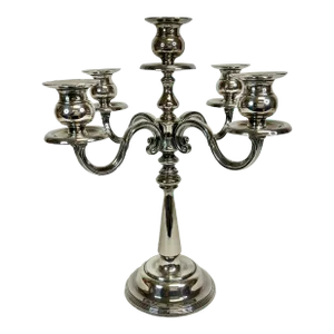 Vintage Hollywood Regency Empire Federalist Silverplate 5-Arm Candelabra