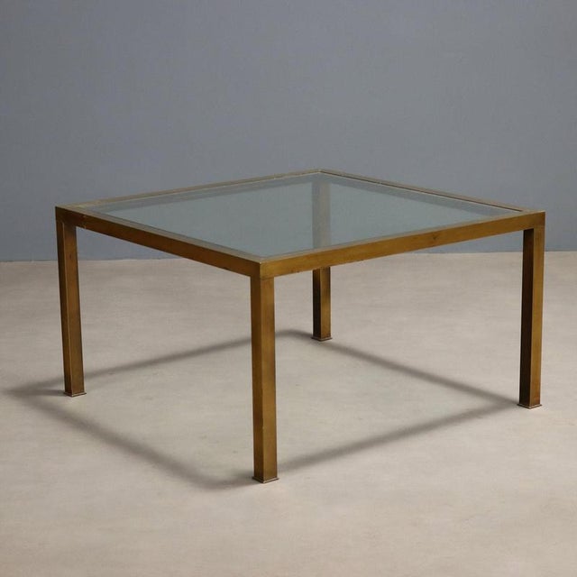 Glass Vintage Coffee Table with Brass Frame, 1970s For Sale - Image 7 of 7