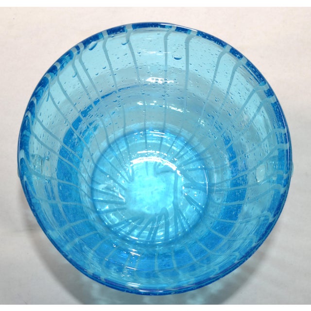 1970s Vintage Venini Style Blown Glass Light Blue White Wine Cooler Martini Ice Bucket Italy For Sale - Image 9 of 12