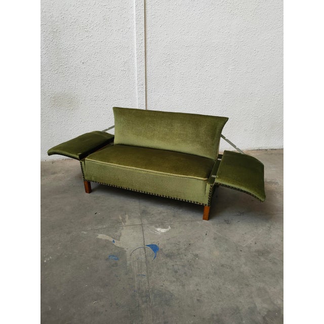 Mid-Century Danish Velvet Sofa Bed, 1970 For Sale - Image 4 of 10