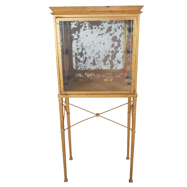 French Directoire Style Gilt Metal & Eglomise Mirrored Glass Vintrine For Sale - Image 3 of 5