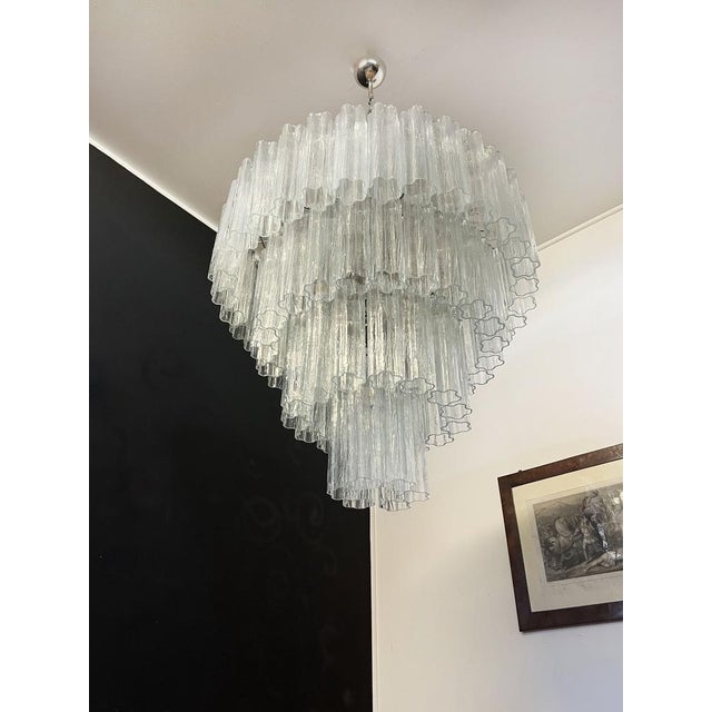 Huge Vintage Murano Glass Tiered Chandelier 78 Glasses, 1990s For Sale - Image 4 of 18
