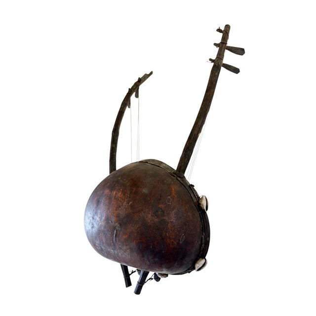 Vintage Traditional African Bolon or Calabash Gourd Guitar. 17" H For Sale - Image 9 of 9