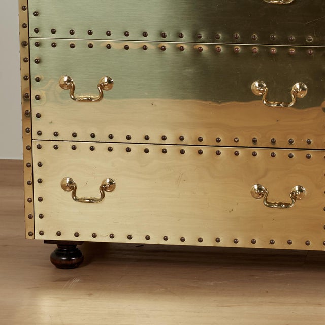 Vintage Sarreid Style Brass Triple Dresser For Sale - Image 4 of 17