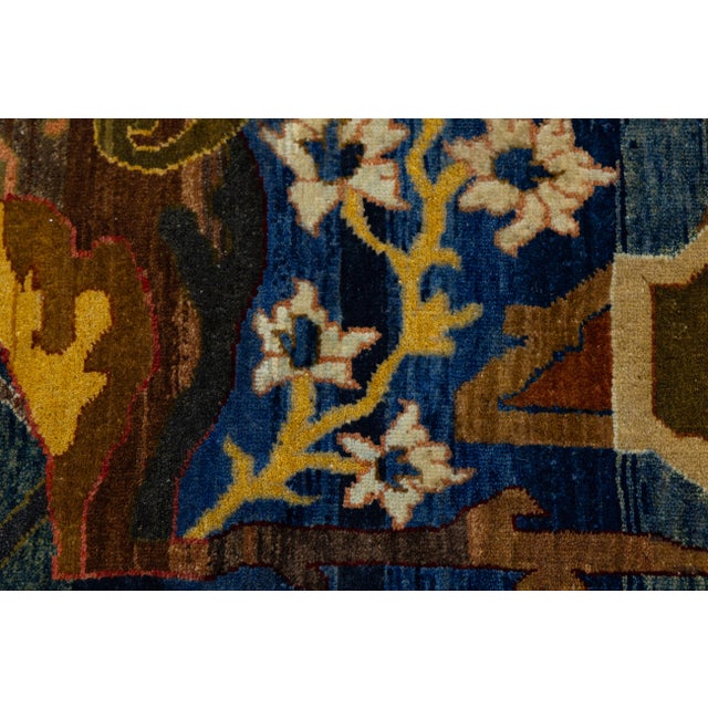 Textile Blue Bidjar Style Modern Geometric Transitional Wool Area Rug 9x12 For Sale - Image 7 of 11