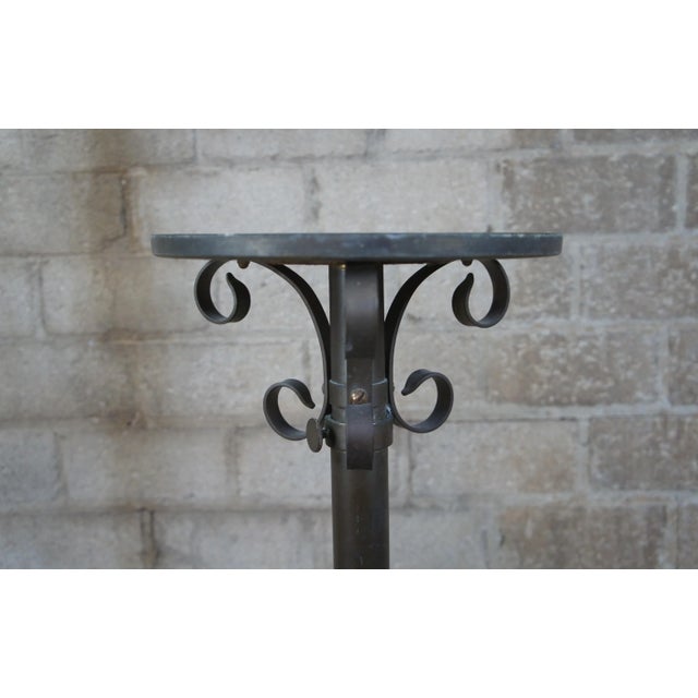 Early 20th Century Industrial Telescoping Adjustable Iron & Brass Pedestal Stand Candle Holder 63" For Sale - Image 5 of 9