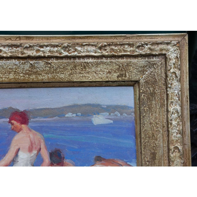 Modern Impressionist Painting Beach Scene by George Renouard (American 1885-1954) For Sale - Image 3 of 5