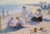 French Jean Aristide Rudel- Mothers & Young Daughters at the Beach W/Parasol -1920s Oil Painting For Sale - Image 3 of 11
