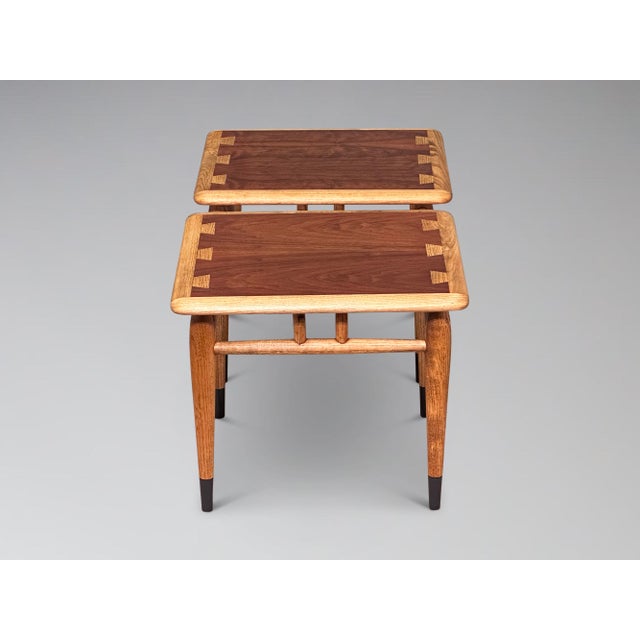 Restored Pair of Lane Acclaim Small Square Snack Tables For Sale - Image 9 of 13