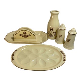 Vintage Pfaltzgraff "Village" Pattern Serving and Accessory Set - 6 Pieces For Sale