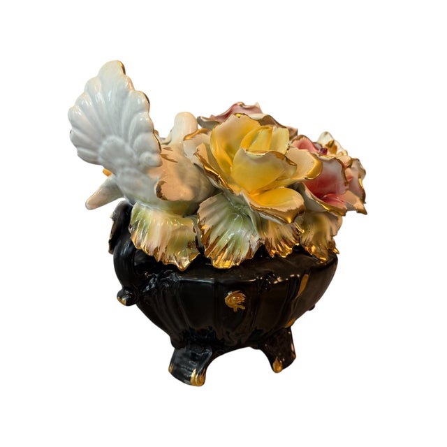 Vintage Italian Capodimonte Porcelain Floral Centerpiece With Doves For Sale In Portland, ME - Image 6 of 10