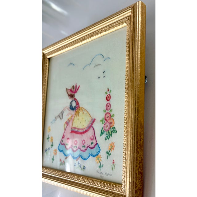 Boho Chic Embroidered Southern Belle Framed Hanging For Sale In Palm Springs - Image 6 of 9