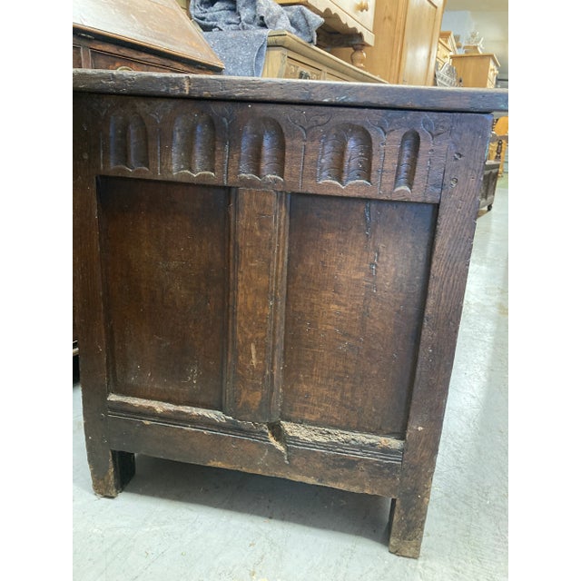 Wood 18th Century English Oak Coffer Blanket Chest For Sale - Image 7 of 11