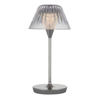 Waterford by Visual Comfort Signature Blaze 12" Rechargeable Table Lamp in Polished Nickel with Clear Crystal For Sale