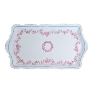 Antique Silesia Porcelain Floral Garlande Tray For Sale