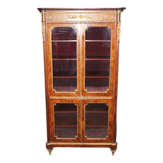 19th C French Louis XVI Style Bronze Ormolu Mounted Curio China Cabinet For Sale