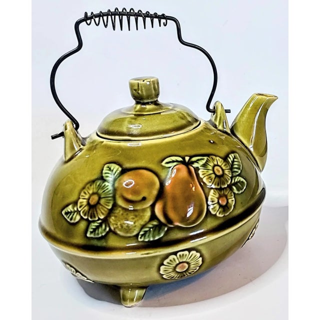 Mid 20th Century Midcentury Modern Green Teapot With Fruit For Sale - Image 5 of 7