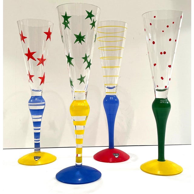 Orrefors 1990s Orrefors Clown Champagne and Cordial Flutes Signed by Anne Nilsson- 6 Pieces For Sale - Image 4 of 17