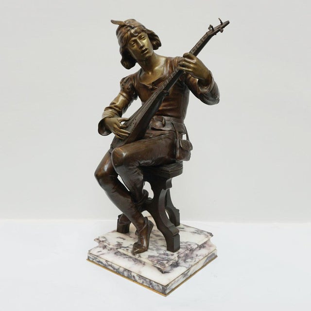 Oysel, Le Troubadour Sculpture, Late 19th Century, Bronze For Sale - Image 9 of 15