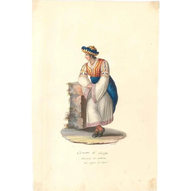 Watercolor on ivory colored paper, 1820 c.a. Hand-titled ''Costume di Carafa'' with a caption ''Provincia di Calabria nel...