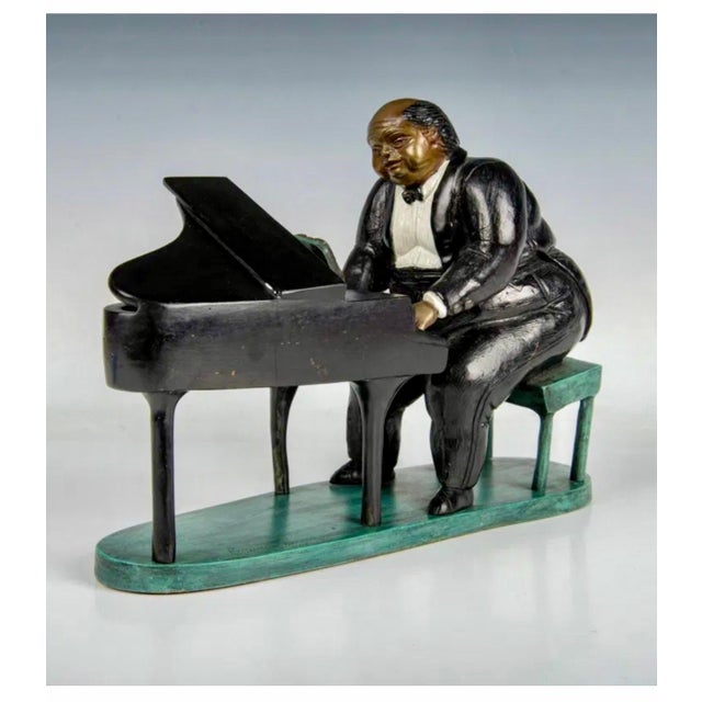 Pop Art Bruno Luna, Polychrome Bronze Sculpture Jazz Nightclub Piano Player in Tuxedo Bruno Luna For Sale - Image 3 of 7
