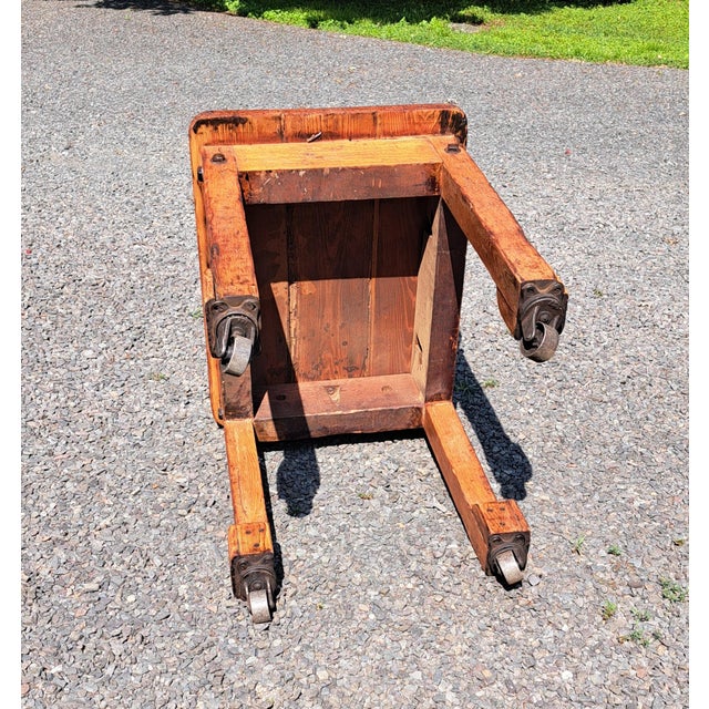 1920s Industrial Rolling Table Kitchen Island For Sale - Image 11 of 12