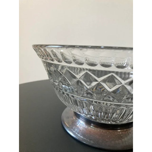 Metal English Art Deco Crystal Glass and Silver Centerpiece Bowl, Circa Early 20th Century For Sale - Image 7 of 12