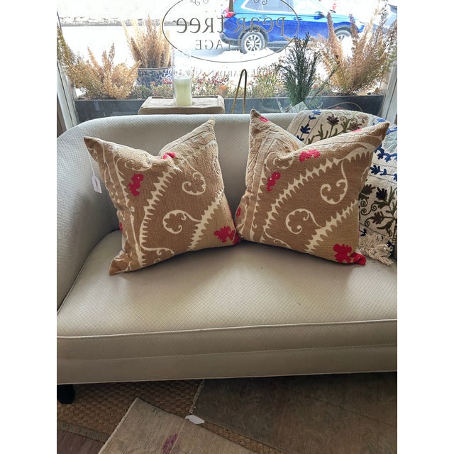 Textile Handmade Suzani Throw Pillow For Sale - Image 7 of 12