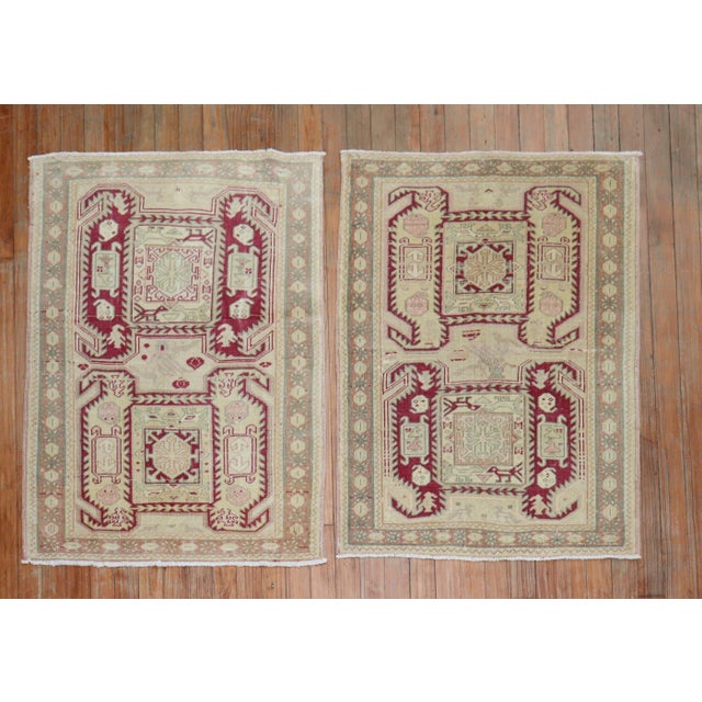 Mid 20th Century Vintage Zabihi Collection Turkish Anatolian Rugs - A Pair - 2'5" x 3'3" For Sale - Image 5 of 12