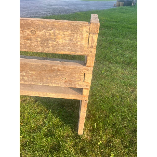 Wood 1800's Farmhouse French Style Rustic Bench For Sale - Image 7 of 12