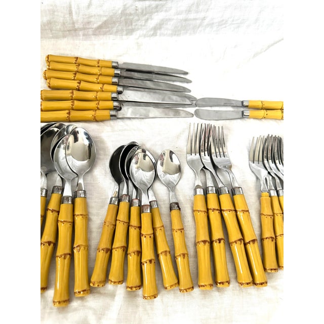 Vintage 32 Piece Faux Bamboo Flatware Set For Sale - Image 4 of 6