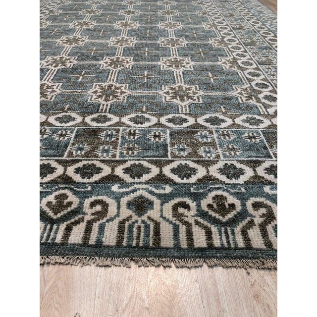 8x10 Gray Hand-Knotted Wool Trellis Starburst Geometric Modern Carpet Rug For Sale - Image 4 of 6