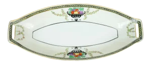 1960s Hand-Painted Noritake Shaped Gold Rim Small Relish Platter