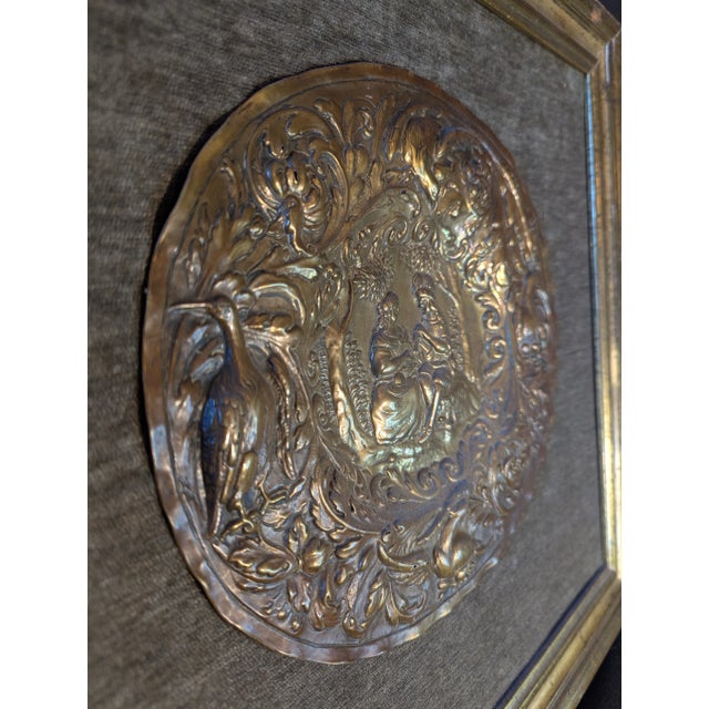 Rococo Framed Brass Repousee 18th Century Plate For Sale - Image 3 of 4