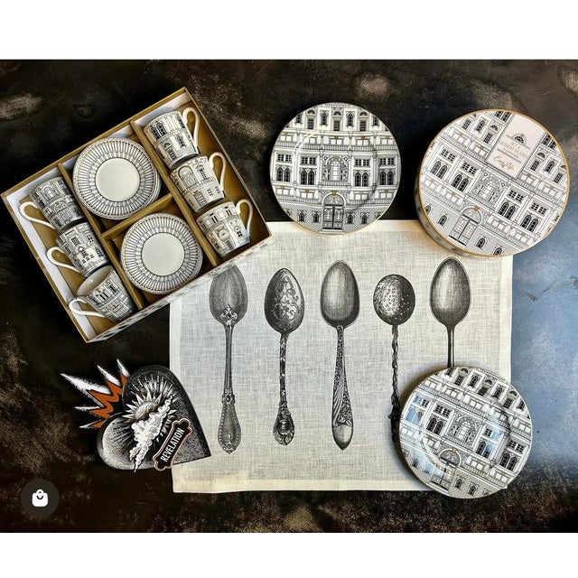 Palazzo Dessert Plates with Gift Box by Pozzi Milano, Set of 4 For Sale - Image 4 of 4