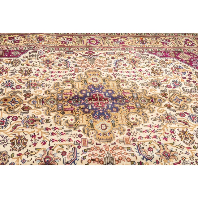 Vintage Hand-Knotted Persian Tabriz Rug 6'8" X 10' For Sale - Image 10 of 14