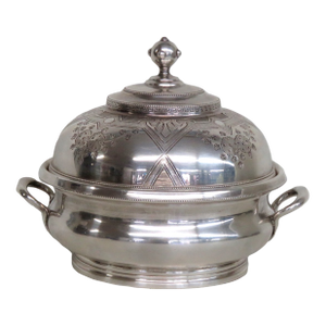 Late 18th Century Meriden Britannia Silver Plated Handled Butter Dish Soup Tureen With Lid