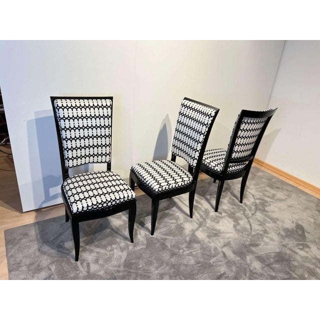 High Back Black Lacquered Dining Chairs, Set of 6 For Sale - Image 11 of 18