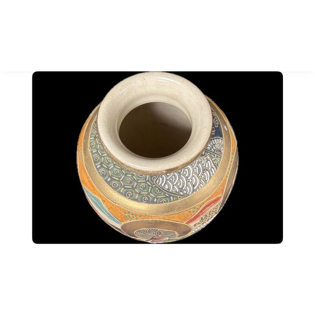 Antique Japanese Satsuma Moriage Vase With Gilded Enamels For Sale - Image 4 of 7
