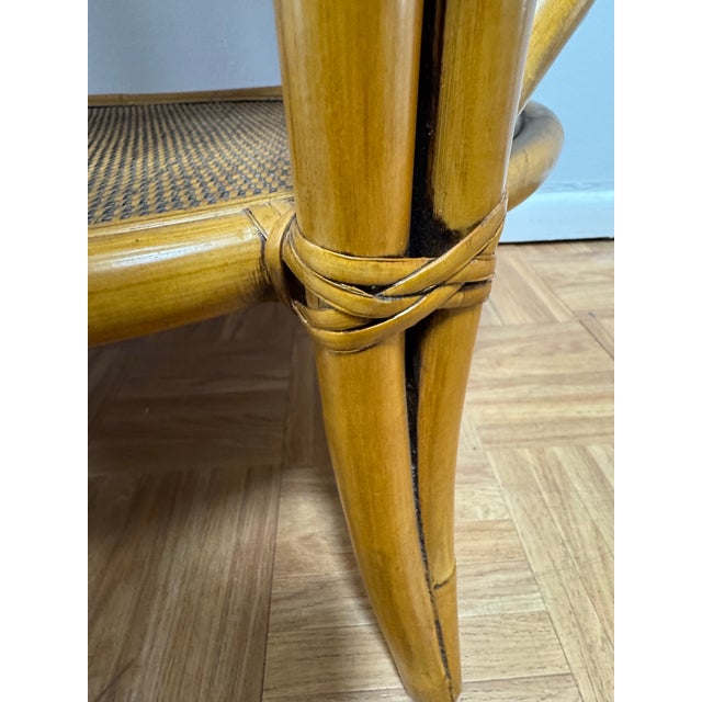 Vintage Rattan Bamboo Two-Tier Oval Serving Table With Removable Tray Top For Sale - Image 10 of 10