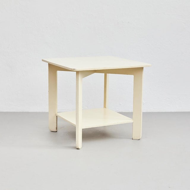 Mid Century Modern Bauhaus style white Lacquered coffee table. Manufactured in Germany, circa 1960. In original condition...