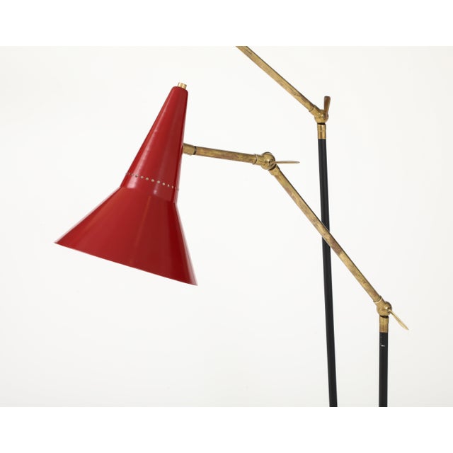 Gold 1960's Mid-Century Modern Style After Stilnovo Two Arm Adjustable Italian Floor Lamp For Sale - Image 8 of 18