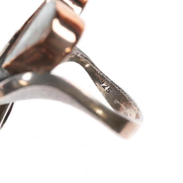 Metal Sz6 Barbaros Yasar Bora Sterling turquoise freeform ring For Sale - Image 7 of 10
