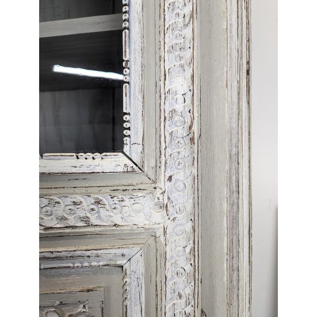 Norman Glass-Fronted 2-Body Buffet in Patinated Grey and White Oak For Sale - Image 6 of 11