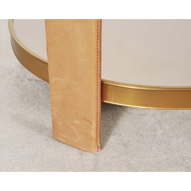 Ralph Lauren Dalton Side Drink Table Brass Leather and Glass For Sale - Image 16 of 18