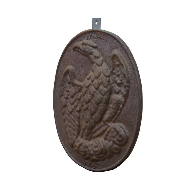 Victorian Antique Cast Iron Ina Insurance Heraldic Eagle Fire Mark Plaque 1792 11" For Sale - Image 3 of 10